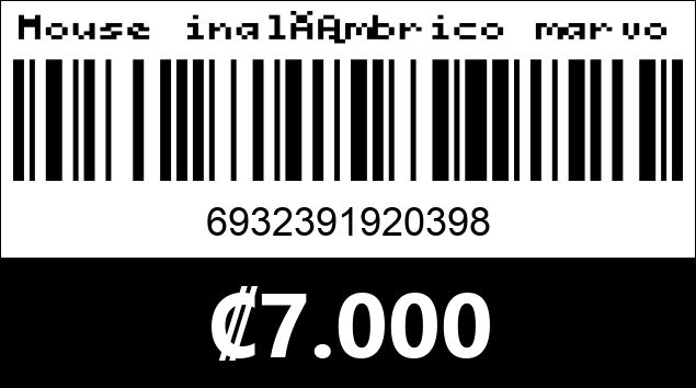 Código de barras de Mouse inalámbrico marvo. DP0011
