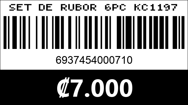 Código de barras de SET DE RUBOR 6PC KC1197