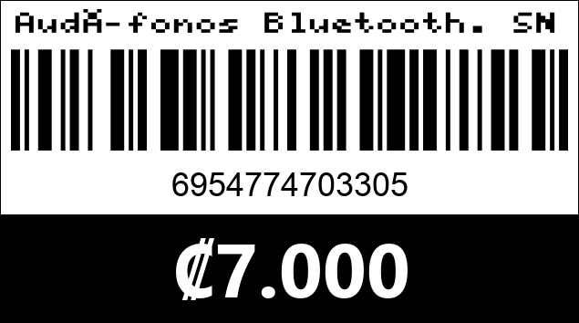 Código de barras de Audífonos Bluetooth. SN-33