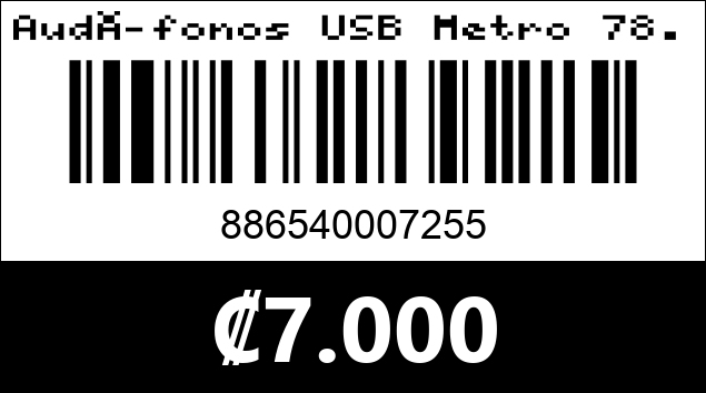 Código de barras de Audífonos USB Metro 78. Argom Tech
