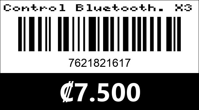 Código de barras de Control Bluetooth. X3