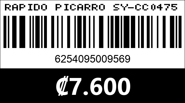 Código de barras de RAPIDO PICARRO SY-CC0475...