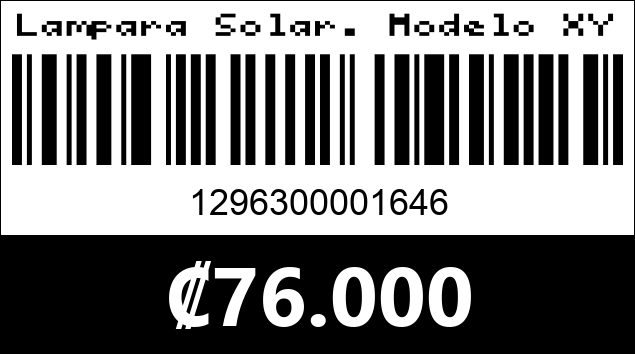 Código de barras de Lampara Solar. Modelo XY-400W. 
