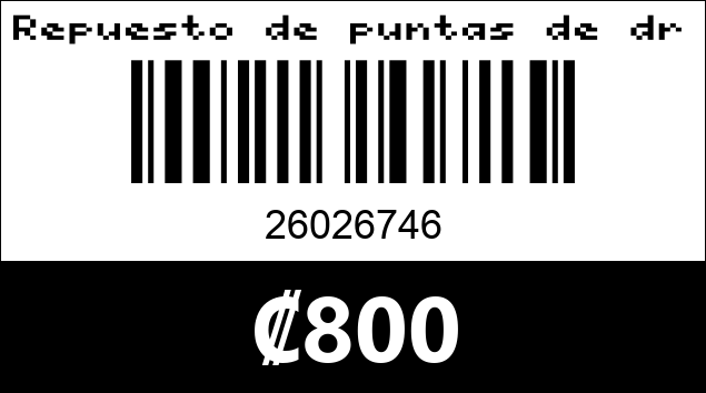 Código de barras de Repuesto de puntas de drill.