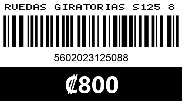 Código de barras de RUEDAS GIRATORIAS S125 8 70KG...