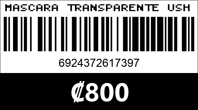 Código de barras de MASCARA TRANSPARENTE USHAS