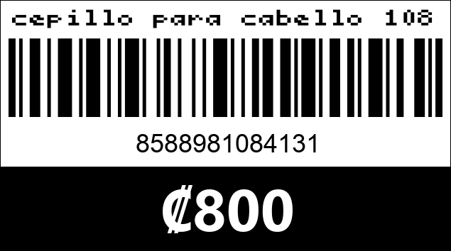 Código de barras de cepillo para cabello 108413  108412