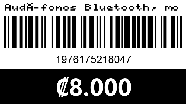 Código de barras de Audífonos Bluetooth, modelo: M13.