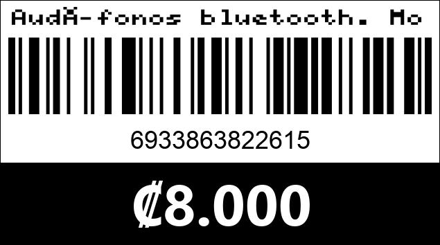 Código de barras de Audífonos bluetooth. Modelo SY-BT896.
