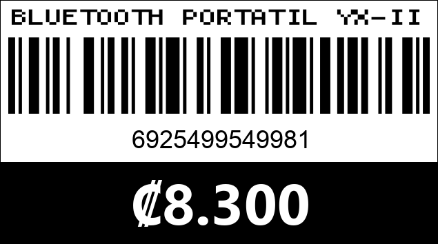 Código de barras de BLUETOOTH PORTATIL YX-II...