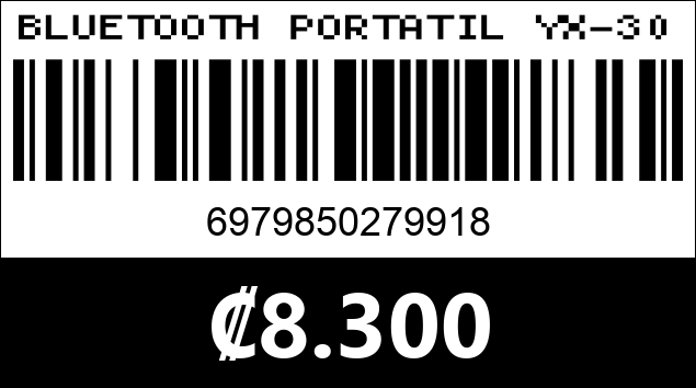 Código de barras de BLUETOOTH PORTATIL YX-30...
