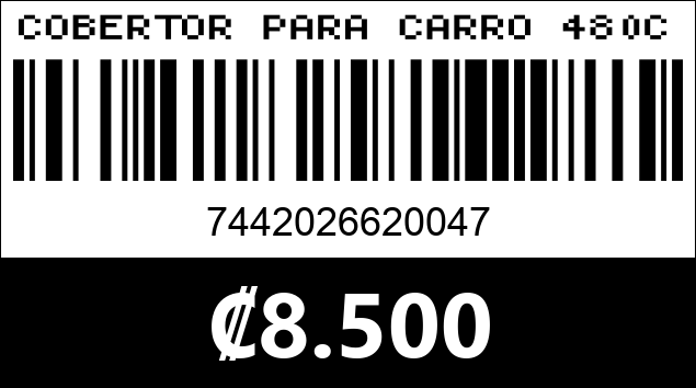 Código de barras de COBERTOR PARA CARRO 480CM X 175CM X 120 CM