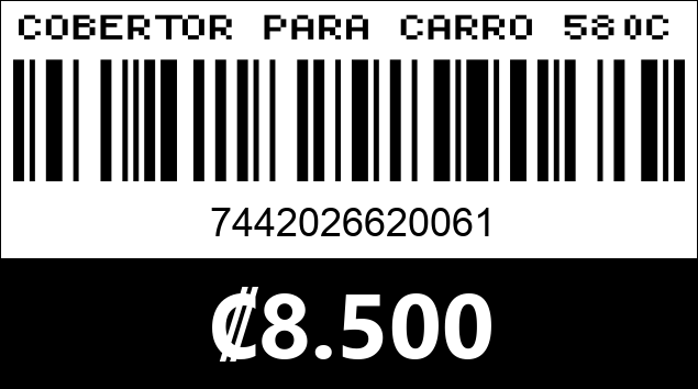 Código de barras de COBERTOR PARA CARRO 580CM X 175CM X 120CM