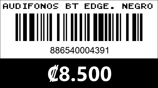 Código de barras de AUDIFONOS BT EDGE. NEGRO. Argom Tech