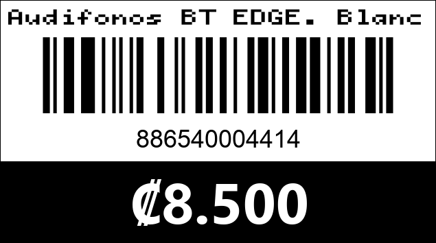 Código de barras de Audifonos BT EDGE. Blanco. Argom Tech