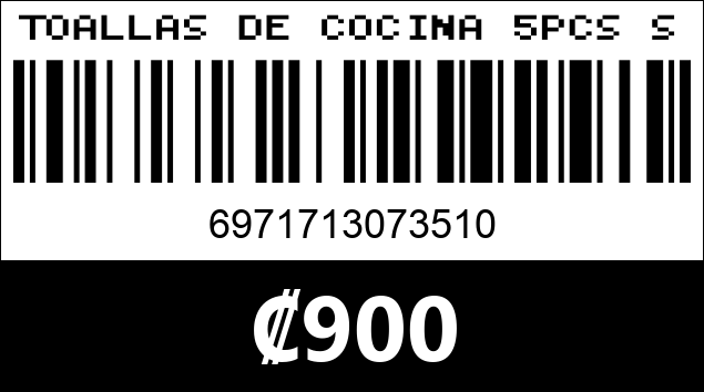 Código de barras de TOALLAS DE COCINA 5PCS S 2807...