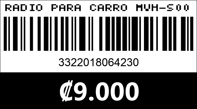 Código de barras de RADIO PARA CARRO MVH-S005BT