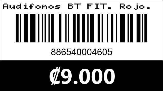 Código de barras de Audifonos BT FIT. Rojo. Argom Tech