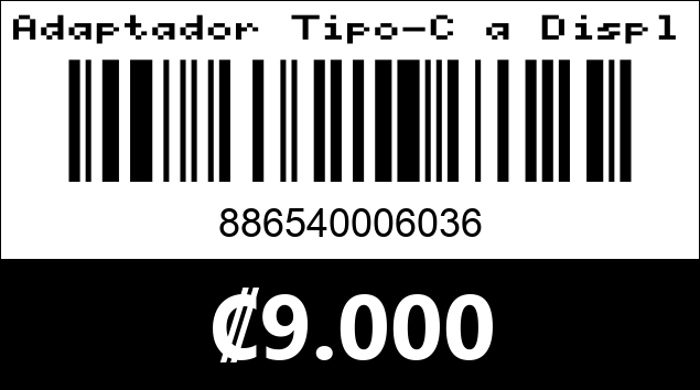 Código de barras de Adaptador Tipo-C a DisplayPort. Argom Tech