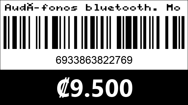 Código de barras de Audífonos bluetooth. Modelo SY-BT1608
